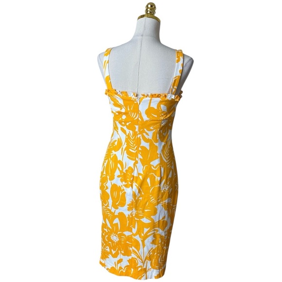 Trina Turk Women’s Zile Floral Ruffle Sleeveless Sheath Bodycon Midi Dress Sz 4 - Picture 9 of 12